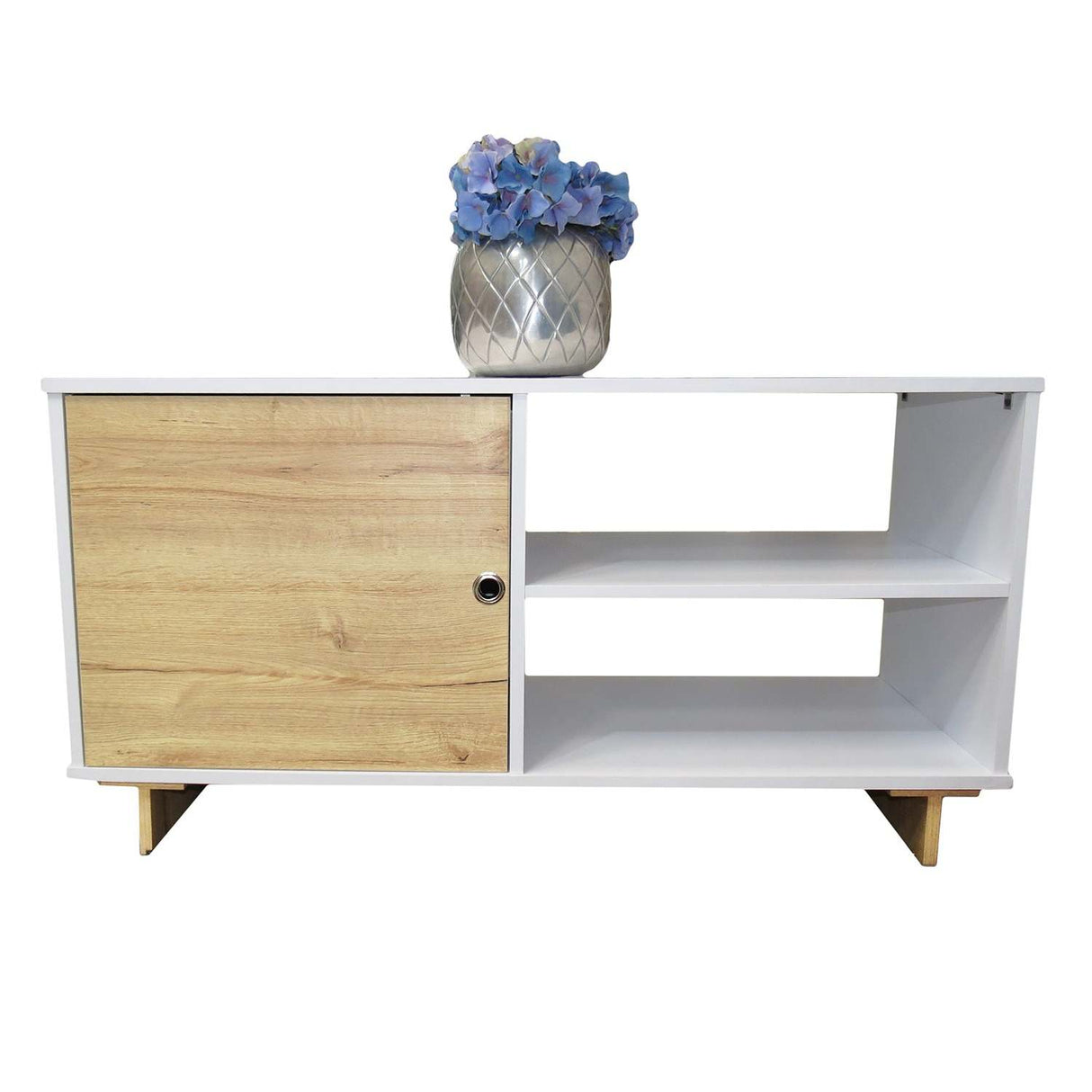 Mesa para TV Flow Duna y Blanco 110 cm con Cajon y Entrepaño para TV Hasta 50 Pulgadas - Muebles de TV | Bylmo