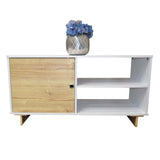 Mesa para TV Flow Duna y Blanco 110 cm con Cajon y Entrepaño para TV Hasta 50 Pulgadas - Muebles de TV | Bylmo