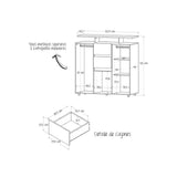 Mesa para TV Fosco Ceniza 120.9x122cm Para TV Hasta 47 Pulgadas con Tres Cajones y con Patas - Muebles de TV | Bylmo