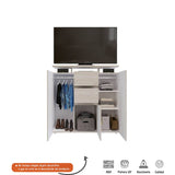 Mesa para TV Fosco Ceniza 120.9x122cm Para TV Hasta 47 Pulgadas con Tres Cajones y con Patas - Muebles de TV | Bylmo