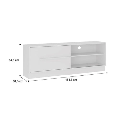 Mesa para TV Hawai Blanco 155x55cm Para TV Hasta 60 Pulgadas con Un Cajón y con Ranuras para Cables - Muebles de TV | Bylmo