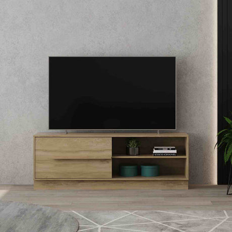 Mesa para TV Hawai Noce 155x54cm Para TV Hasta 60 Pulgadas con Un Cajón y con Ranuras para Cables - Muebles de TV | Bylmo
