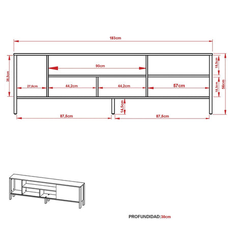 Rack Inmaculada Almendra y Blanco 183 cm con Una Puerta - Muebles para TV | Bylmo