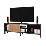 Rack Inmaculada Negro y Almendra 183 cm con Una Puerta - Muebles para TV | Bylmo