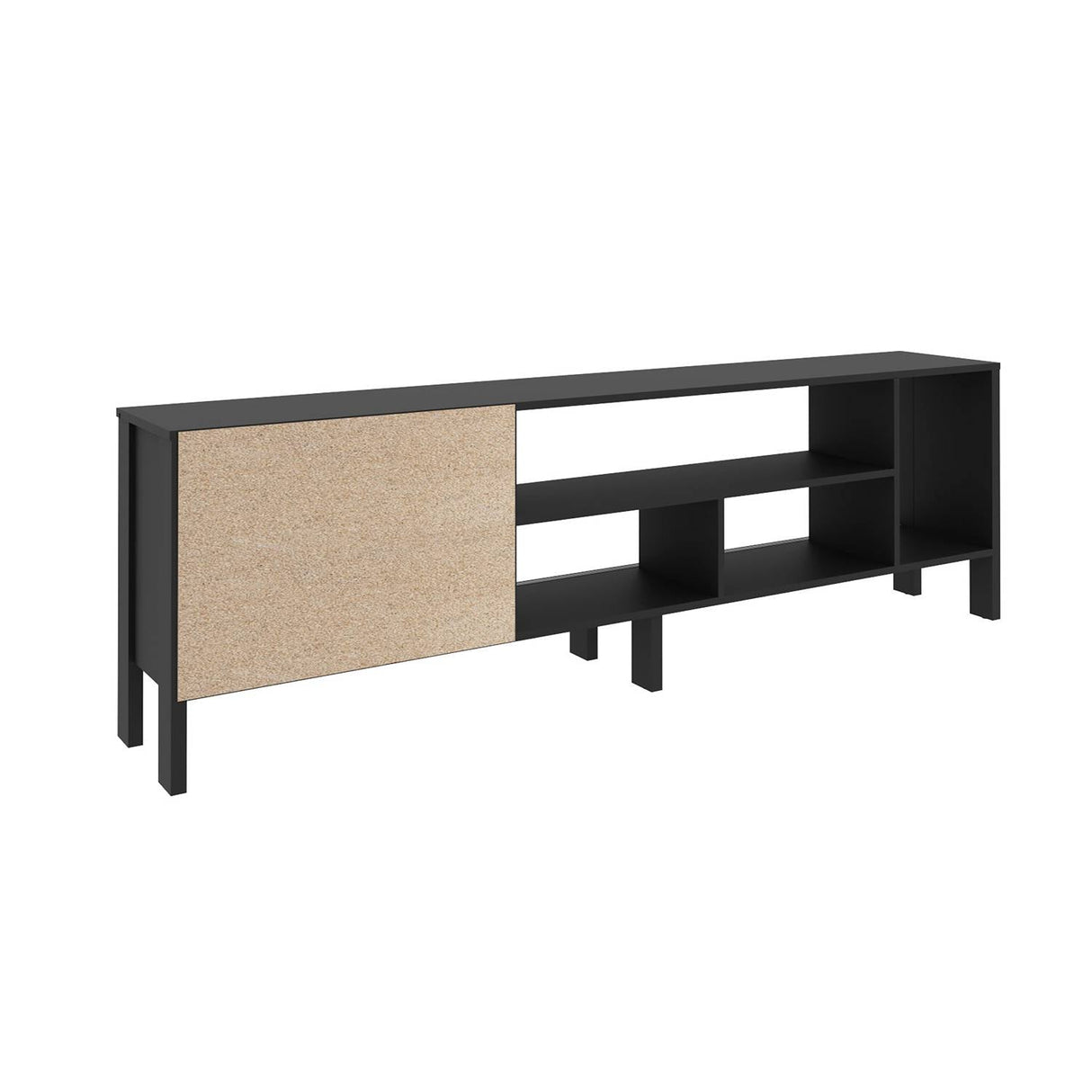 Rack Inmaculada Negro y Almendra 183 cm con Una Puerta - Muebles para TV | Bylmo