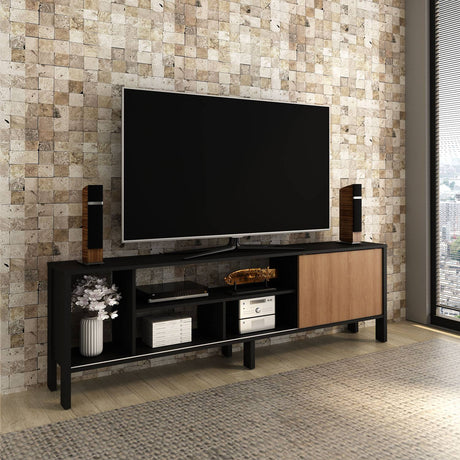 Rack Inmaculada Negro y Almendra 183 cm con Una Puerta - Muebles para TV | Bylmo