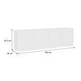 Mesa para TV Mind Blanco 182x55cm Para TV Hasta 70 Pulgadas con Cuatro Cajones y con Ranuras para Cables - Muebles de TV | Bylmo