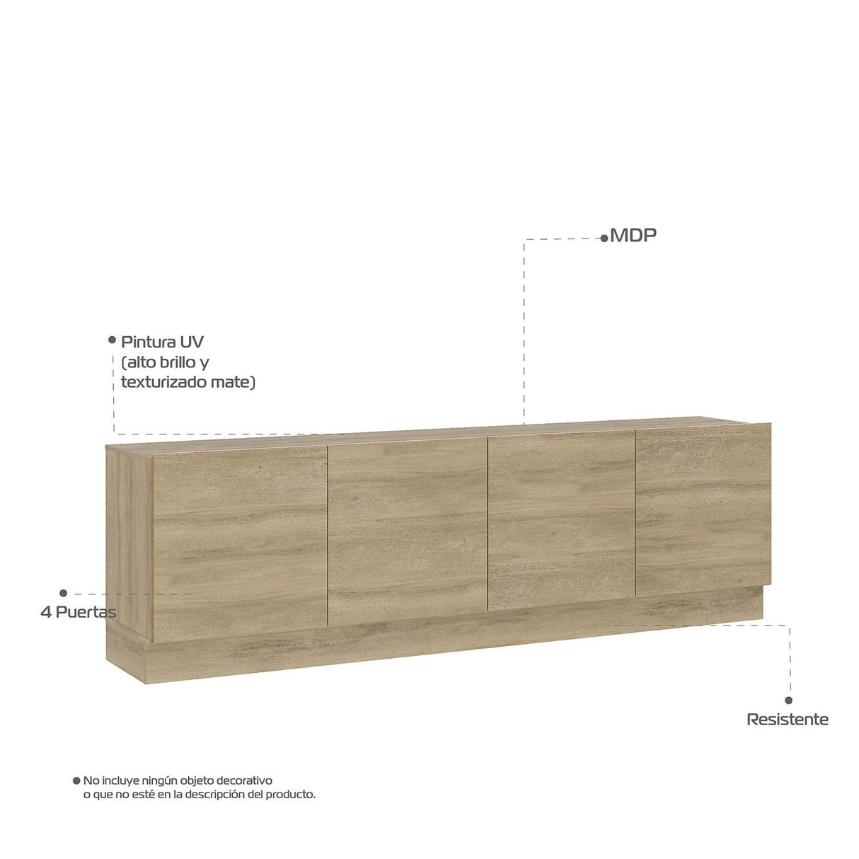 Mesa para TV Mind Noce 182x55cm Para TV Hasta 70 Pulgadas con Cuatro Cajones y con Ranuras para Cables - Muebles de TV | Bylmo