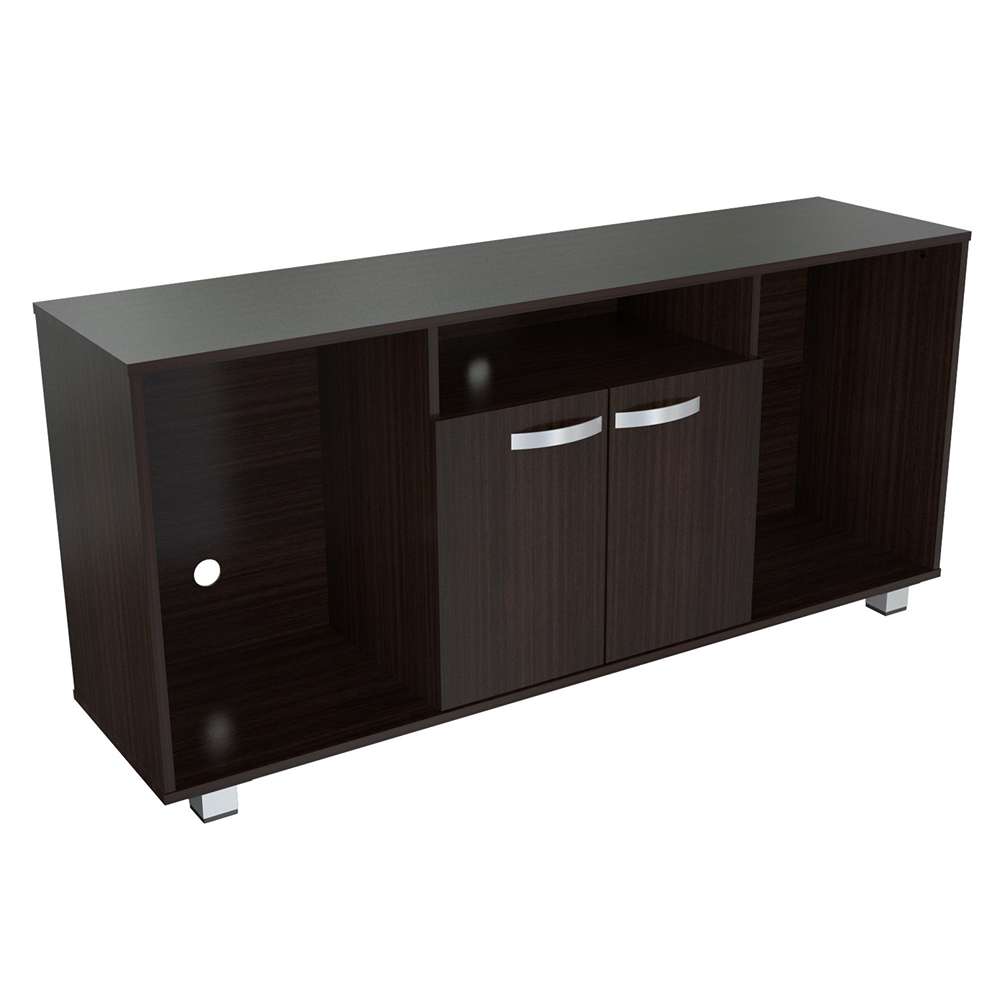 Mesa para TV Wengue 140x140cm Para TV Hasta 60 Pulgadas con Un Cajón con Ranuras para Cables y con Patas - Muebles de TV | Bylmo