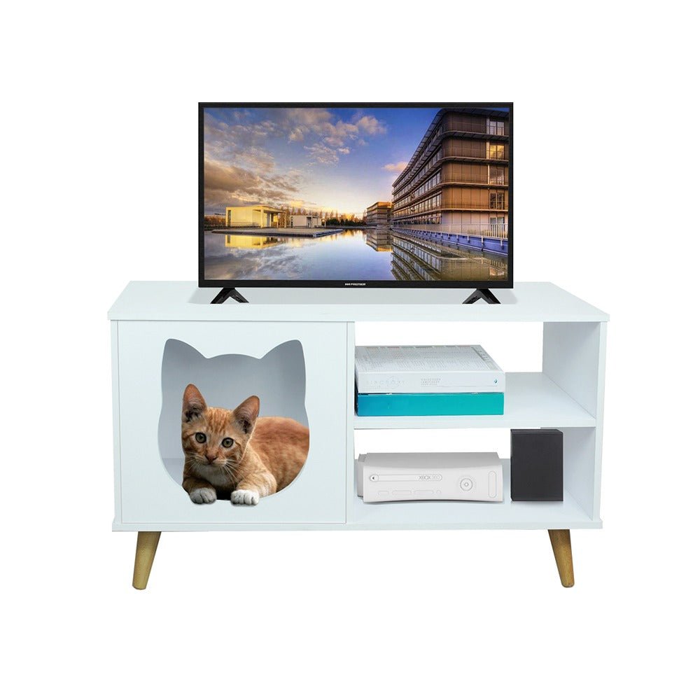 Mesa para TV Pet Blanco 39 cm con Espacio para Mascota - Muebles de TV | Bylmo