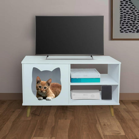 Mesa para TV Pet Blanco 39 cm con Espacio para Mascota - Muebles de TV | Bylmo