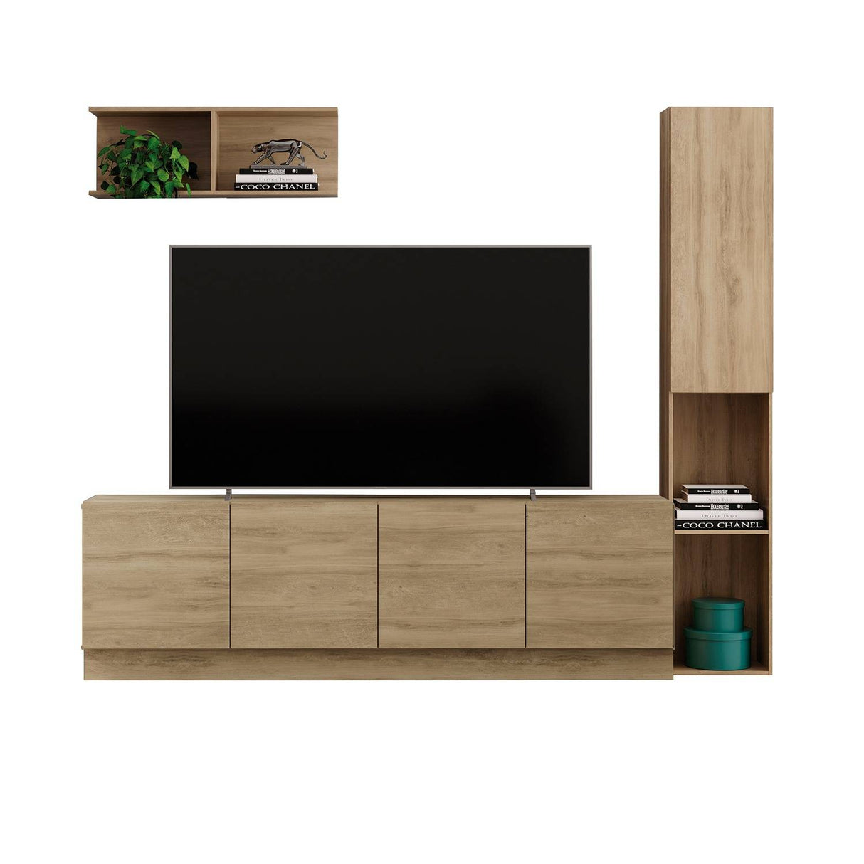 Mesa para TV Noce 47x9cm Para TV Hasta 70 Pulgadas con Cuatro Cajones - Muebles de TV | Bylmo