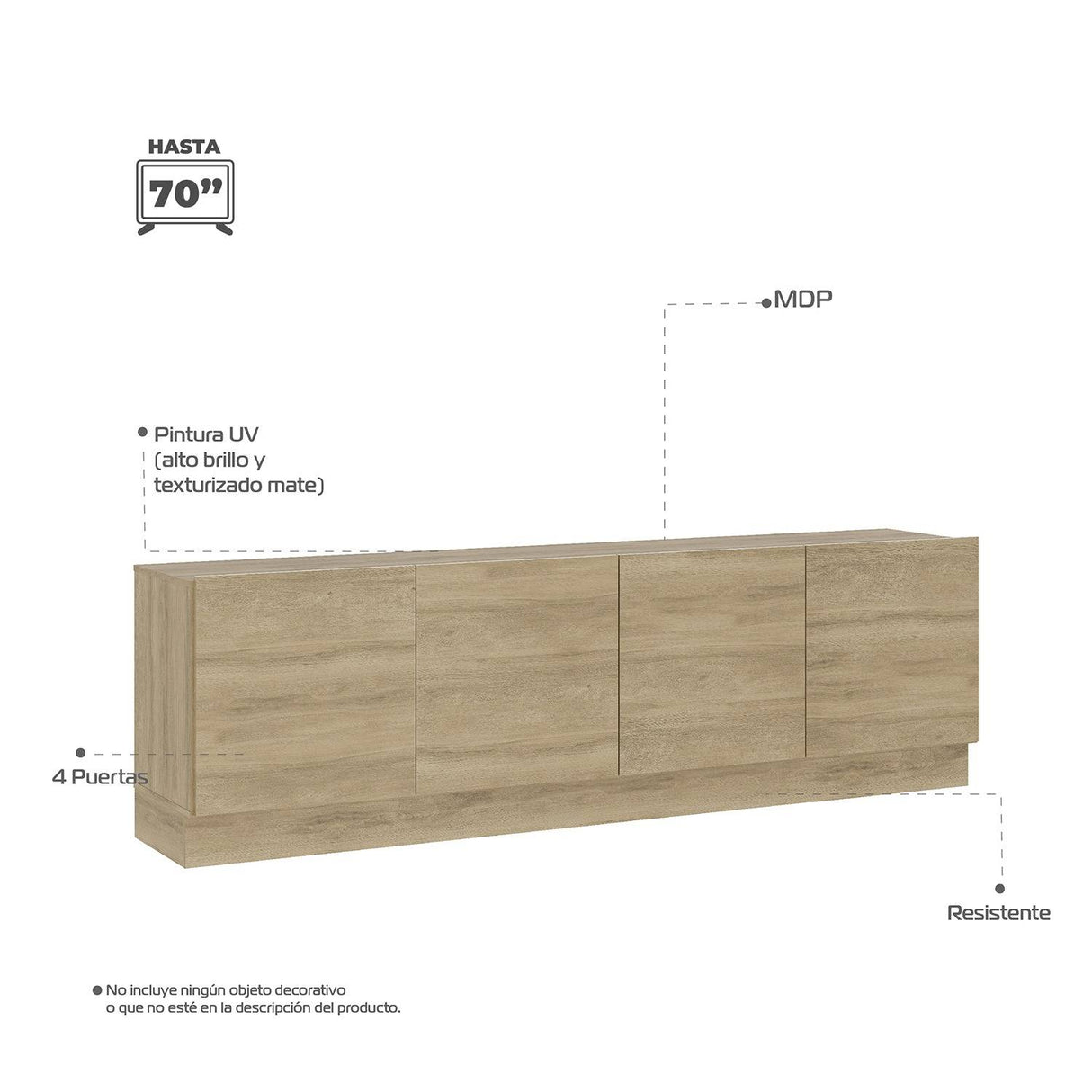 Mesa para TV Noce 47x9cm Para TV Hasta 70 Pulgadas con Cuatro Cajones - Muebles de TV | Bylmo