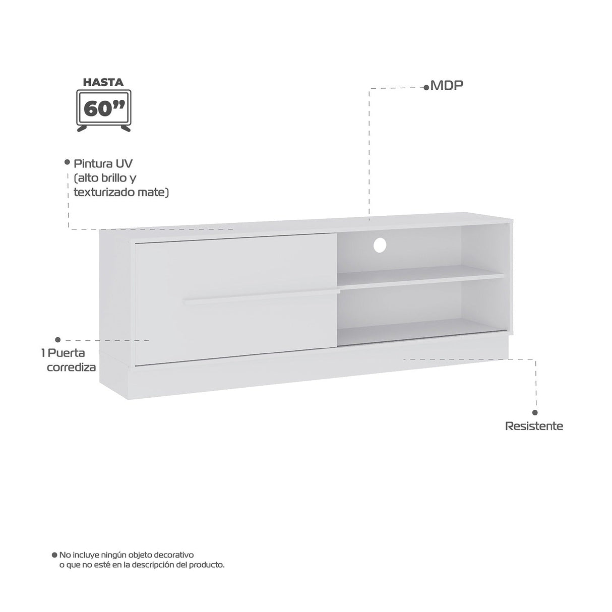 Mesa para TV Noce y Blanco 43x4cm Para TV Hasta 60 Pulgadas sin Cajones - Muebles de TV | Bylmo