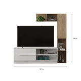 Mesa para TV Noce y Blanco 43x4cm Para TV Hasta 60 Pulgadas sin Cajones - Muebles de TV | Bylmo