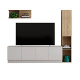 Mesa para TV Noce y Blanco 47x9cm Para TV Hasta 70 Pulgadas con Cuatro Cajones - Muebles de TV | Bylmo