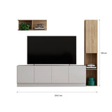Mesa para TV Noce y Blanco 47x9cm Para TV Hasta 70 Pulgadas con Cuatro Cajones - Muebles de TV | Bylmo
