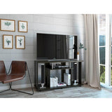 Mesa para TV Lannes Wengue 121x67cm Para TV Hasta 50 Pulgadas sin Cajones y con Patas - Muebles para TV | Bylmo