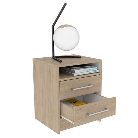 Mesa de Noche Eter Rovere y Blanco 40x50.7cm con Dos Cajones y con Un Compartimiento - Mesas de Noche | Bylmo