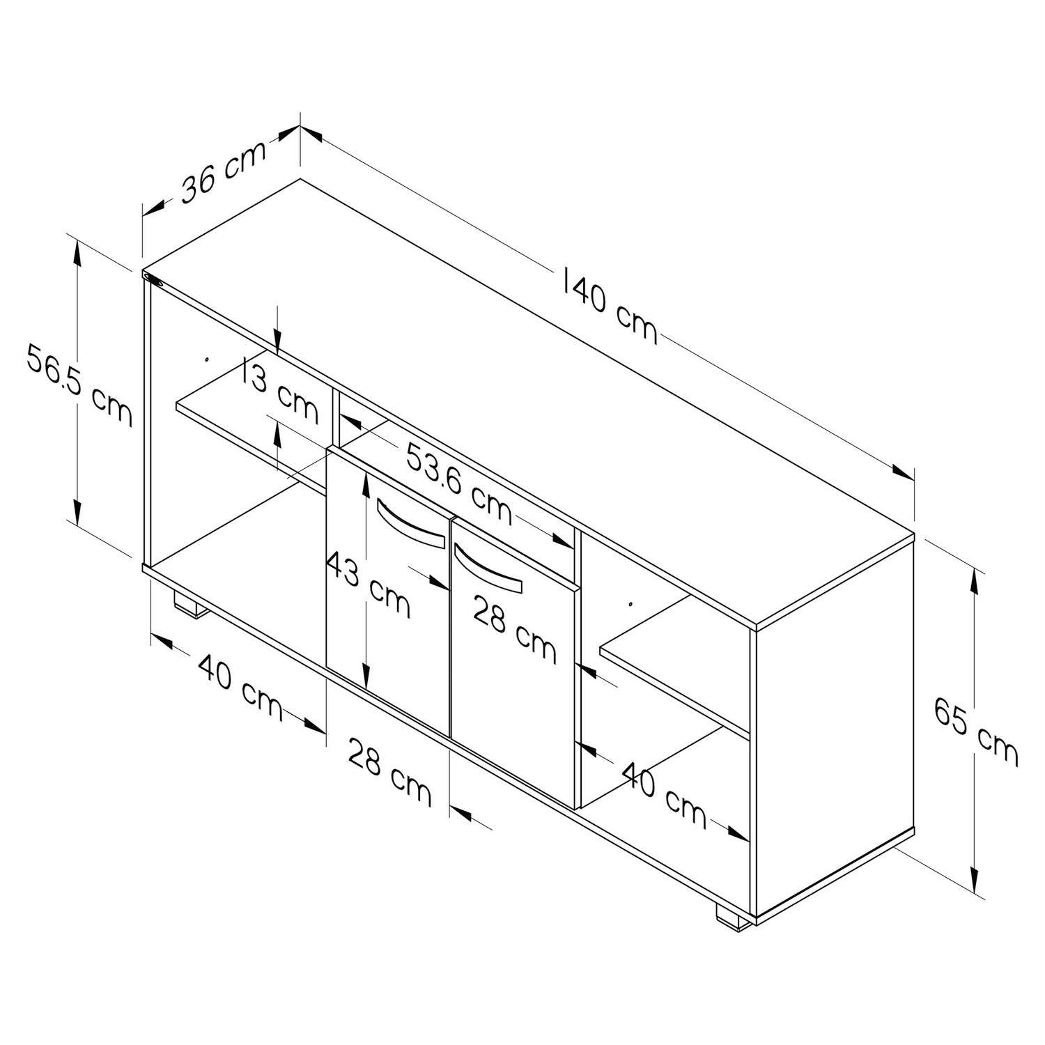 Mesa para TV Amaretto 140x61cm Para TV Hasta 60 Pulgadas con Dos Cajones con Ranuras para Cables y con Patas - Muebles de TV | Bylmo