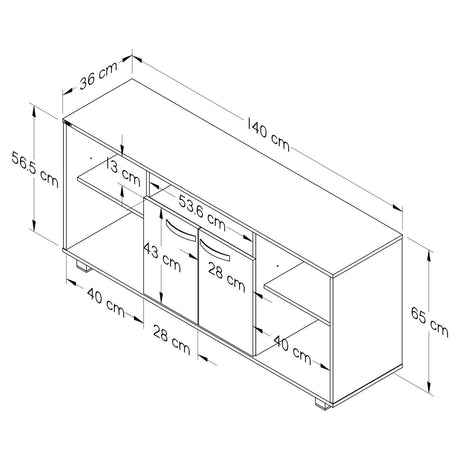 Mesa para TV Arena 140x140cm Para TV Hasta 60 Pulgadas con Un Cajón con Ranuras para Cables y con Patas - Muebles de TV | Bylmo