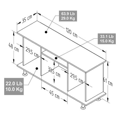 Mesa para TV Amaretto 120x120cm Para TV Hasta 42 Pulgadas sin Cajones con Ranuras para Cables y con Patas - Muebles de TV | Bylmo