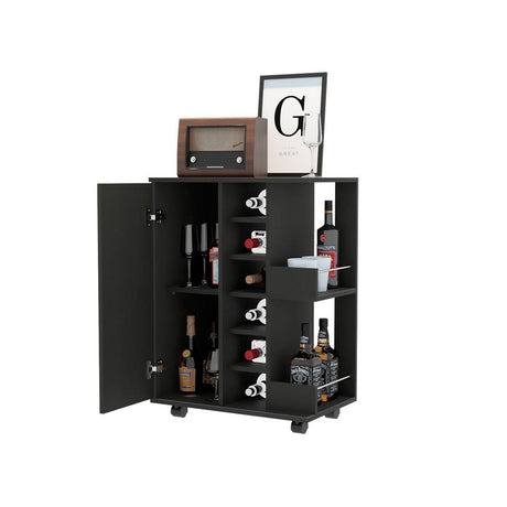 Bar Wengue 60x82.1cm con Un Cajón y con Seis Portabotellas - Bares | Bylmo