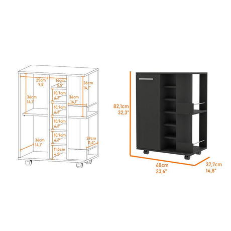 Bar Wengue 60x82.1cm con Un Cajón y con Seis Portabotellas - Bares | Bylmo