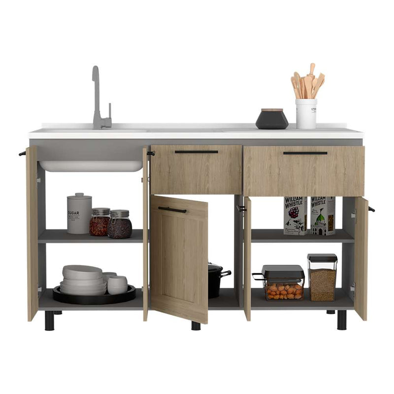 Mueble de Pared Hasselt para cocina con gabinetes y estanterías