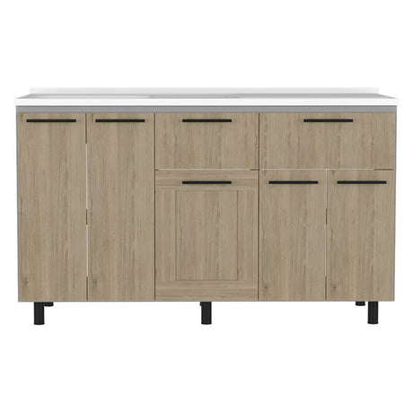 Mueble Inferior Izquierda Hasselt Rovere y Gris 150 cm con Mesón - Cocinas | Bylmo