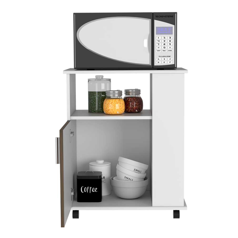 Mueble Microondas Blanco y Bellota 60x73.5cm sin Cajones y con Un Puertas - Muebles Organizadores | Bylmo