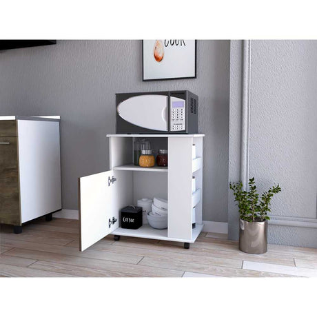 Mueble Microondas Blanco y Bellota 60x73.5cm sin Cajones y con Un Puertas - Muebles Organizadores | Bylmo