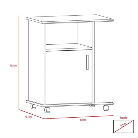 Mueble Microondas Blanco y Bellota 60x73.5cm sin Cajones y con Un Puertas - Muebles Organizadores | Bylmo