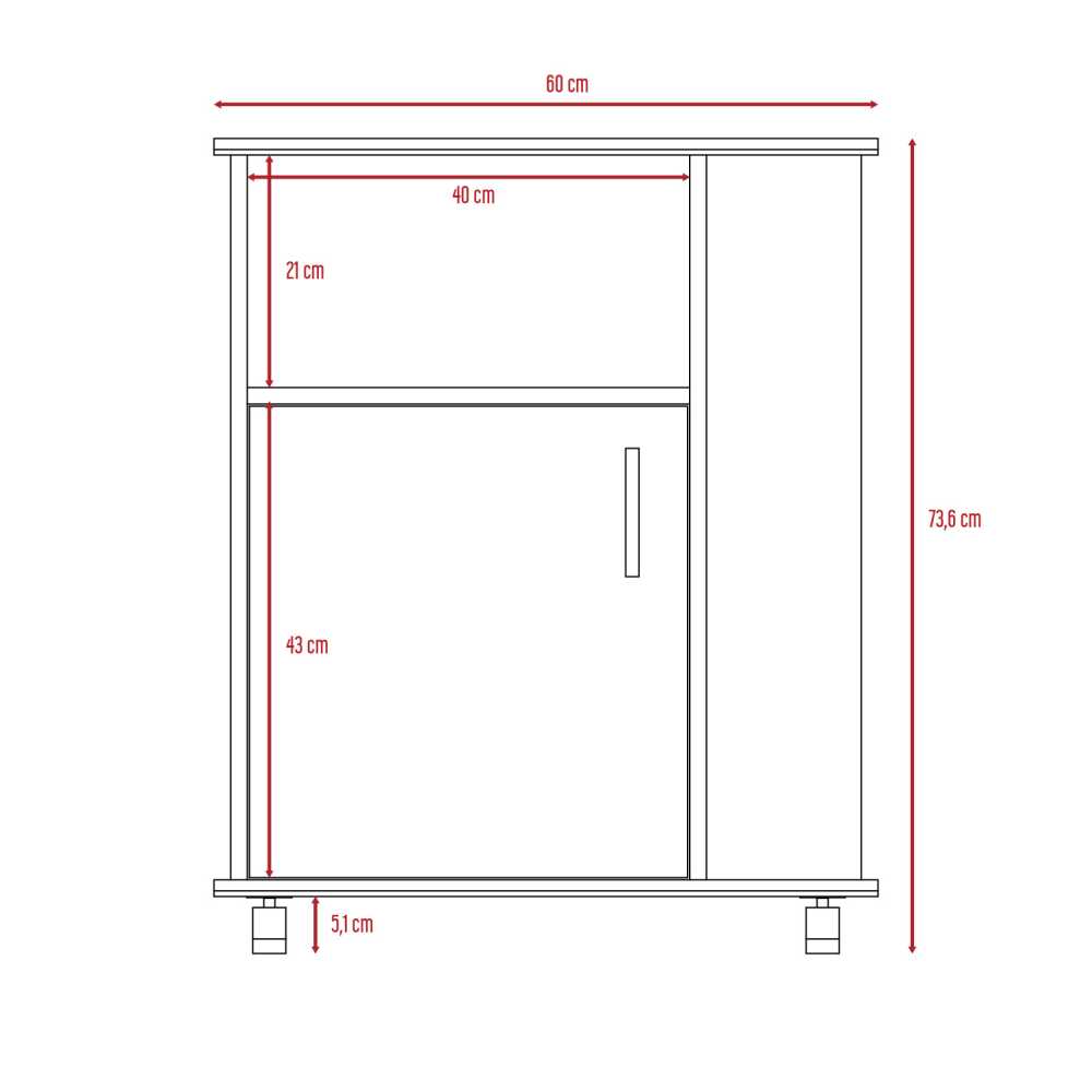 Mueble Microondas Blanco y Bellota 60x73.5cm sin Cajones y con Un Puertas - Muebles Organizadores | Bylmo