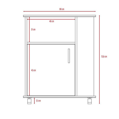 Mueble Microondas Blanco y Bellota 60x73.5cm sin Cajones y con Un Puertas - Muebles Organizadores | Bylmo