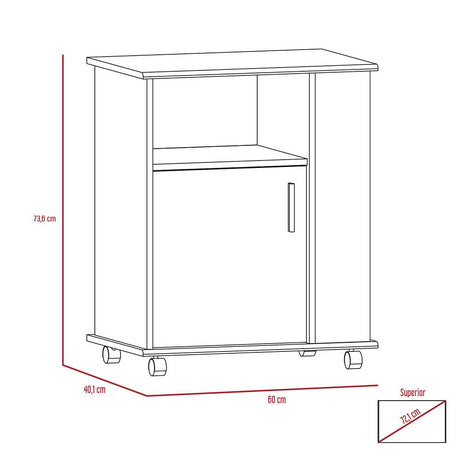 Mueble Microondas Z Plus Blanco y Bellota 60x73.5cm sin Cajones y con Un Puertas - Muebles Organizadores | Bylmo