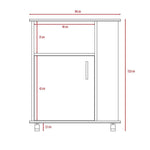 Mueble Auxiliar Heraldo Blanco y Wengue 60 cm con Una Puerta y Entrepaños Laterales