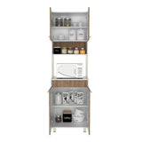Mueble Microondas Bari Miel y Blanco 60 cm con Cuatro Puertas y Entrepaño - Muebles Organizadores | Bylmo
