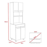 Mueble Microondas Bari Miel y Blanco 60 cm con Cuatro Puertas y Entrepaño - Muebles Organizadores | Bylmo