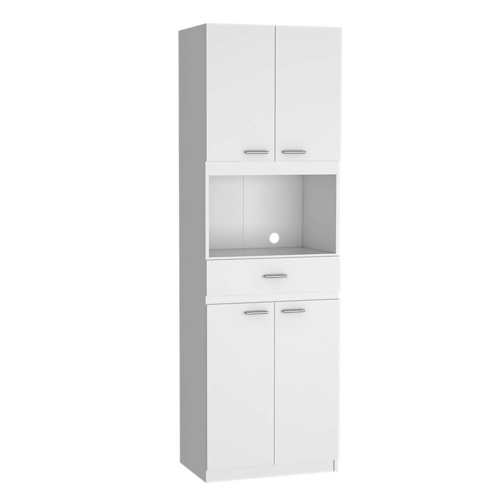 Módulo Para Microondas Bau Blanco 62x197cm con Un Entrepaño y con Cuatro Puertas - Muebles Organizadores | Bylmo