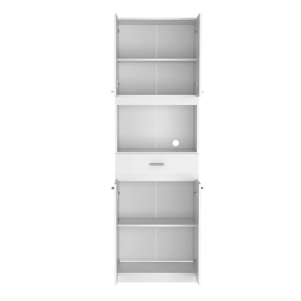 Módulo Para Microondas Bau Blanco 62x197cm con Un Entrepaño y con Cuatro Puertas - Muebles Organizadores | Bylmo