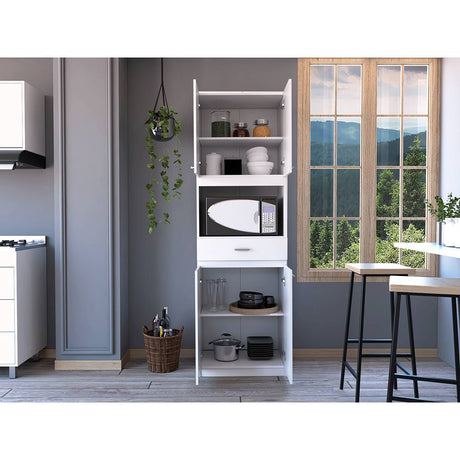 Módulo Para Microondas Bau Blanco 62x197cm con Un Entrepaño y con Cuatro Puertas - Muebles Organizadores | Bylmo