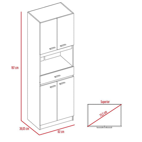 Módulo Para Microondas Bau Blanco 62x197cm con Un Entrepaño y con Cuatro Puertas - Muebles Organizadores | Bylmo