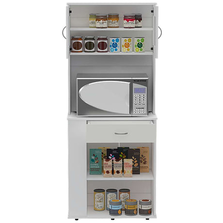 Mueble Microondas Capienza Blanco 70 cm con Dos Puertas, Un Cajón y Entrepaños - Muebles Organizadores | Bylmo