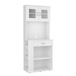 Mueble Microondas Capienza Plus Blanco 70 cm con Dos Puertas, Un Cajón y Entrepaños