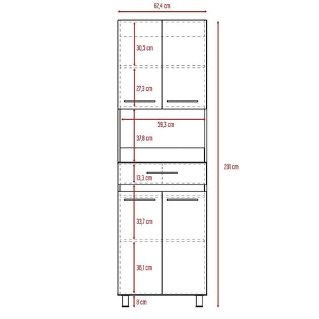Mueble Microondas Gibraltar Rovere 62 cm con Cuatro Puertas y Un Cajón - Muebles Organizadores | Bylmo