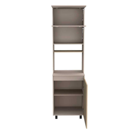 Mueble Microondas Kiara Taupe y Rovere 60 cm Con Tres Puertas - Muebles Organizadores | Bylmo