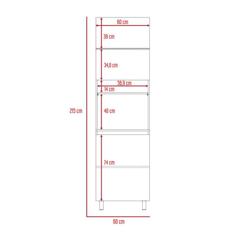 Mueble Microondas Kiara Taupe y Rovere 60 cm Con Tres Puertas - Muebles Organizadores | Bylmo