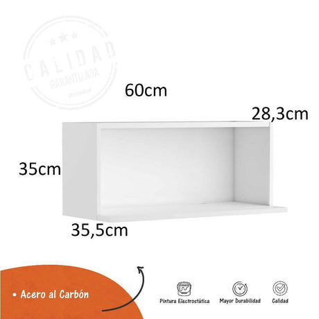 Módulo Para Microondas Blanco 60x35cm Flotante sin Puertas - Muebles Organizadores | Bylmo