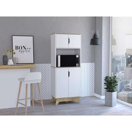Mueble Microondas Pamplona Blanco 65 cm con Cuatro Puertas - Muebles Organizadores | Bylmo